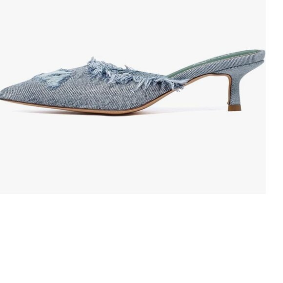 Women's Denim Heeled Sandals - Picture 8 of 8